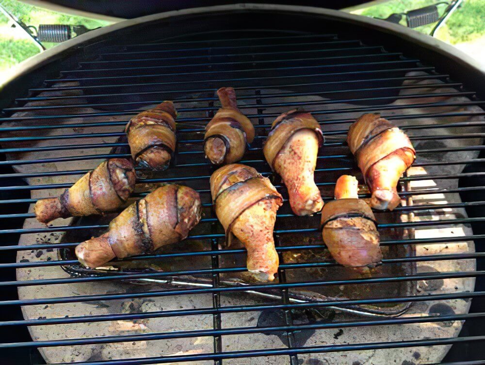 Grilled Bacon Wrapped Chicken Drumsticks