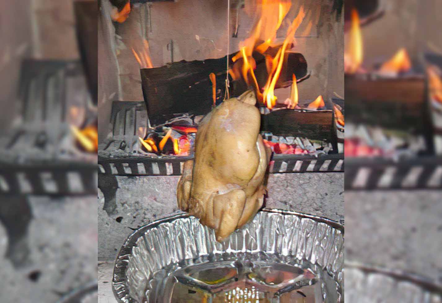 Fireplace String-Turned Roast Chicken Recipe