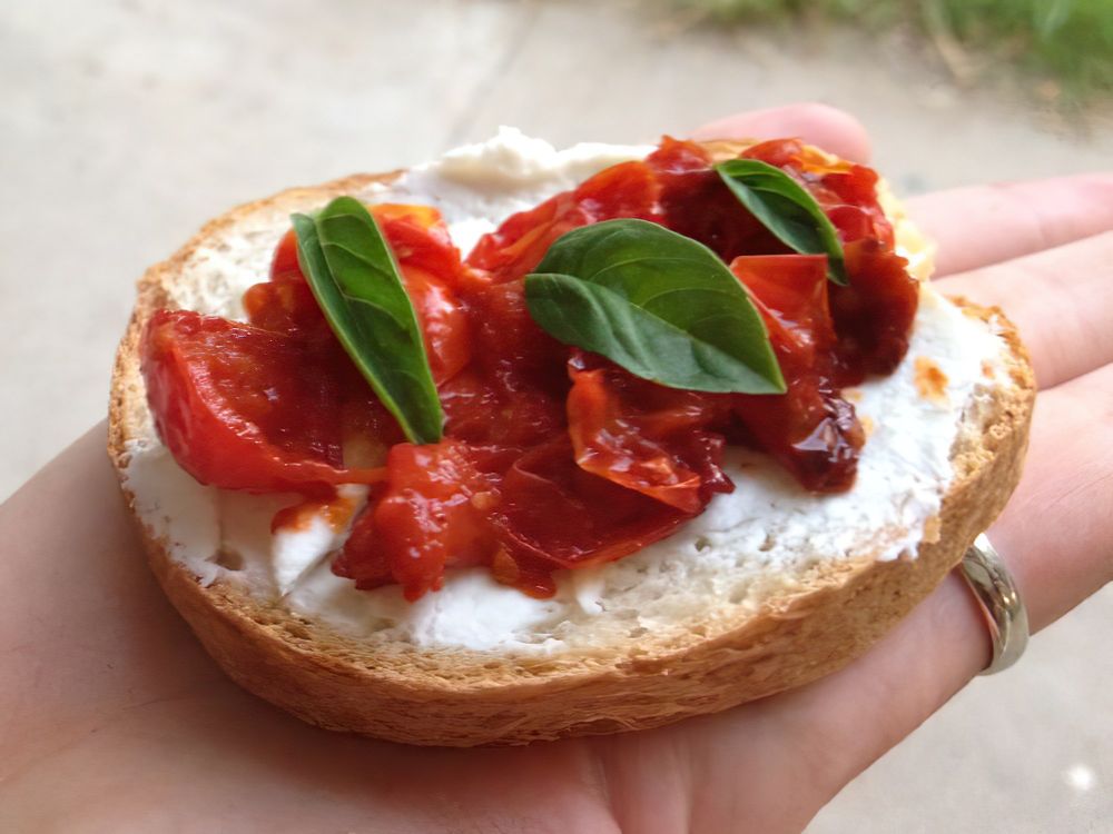 Grilled Tomato Recipe: Tomato and Chevre Bruschetta