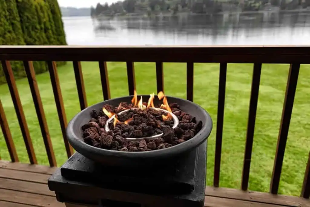 What do you put under fire pit on the deck