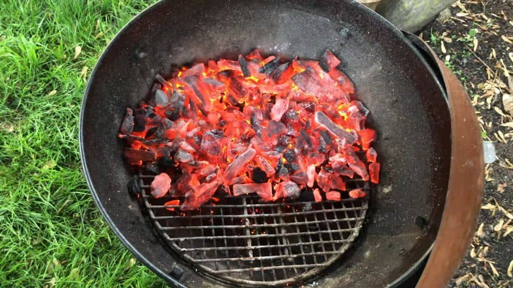 Two zone fire on charcoal grill